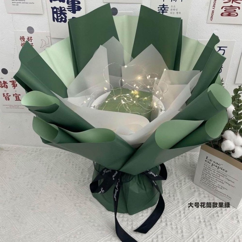 DIY 材料包花束外殼（墨綠），內附花泥